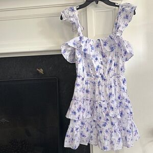LoveShackFancy White and Purple Floral Kids Dress